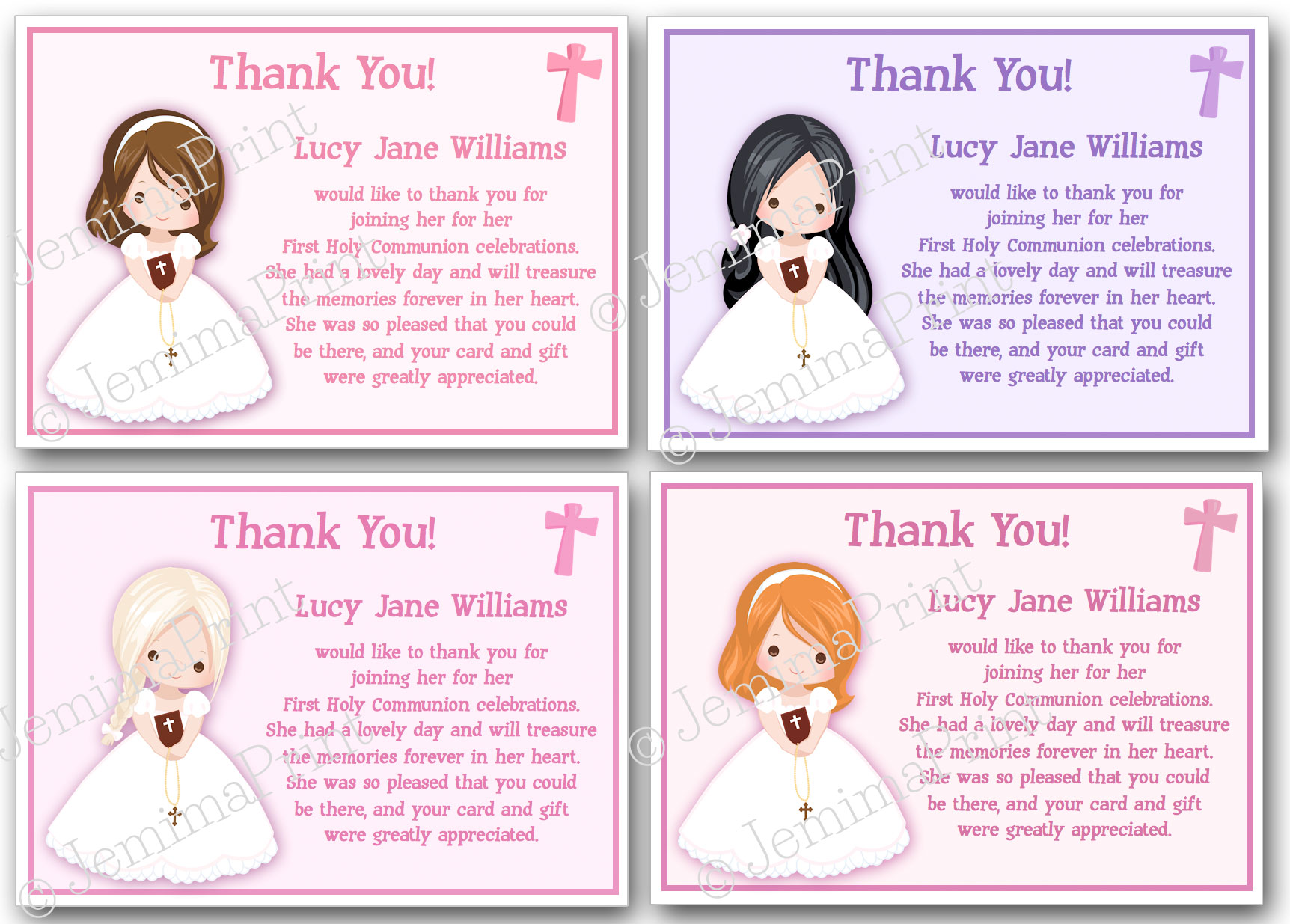 First Holy Communion Thank You Cards - Printable Cards